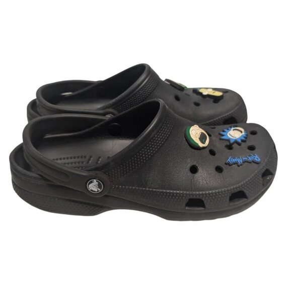Crocs Classic Clogs Black Mens 9 Womens 11 with Rick and Morty Jibbitz Charms main image 9